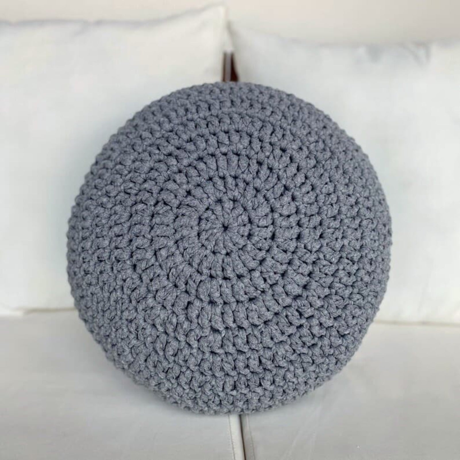 Round Crochet Pillowcase | Stone Gray - Looping Home