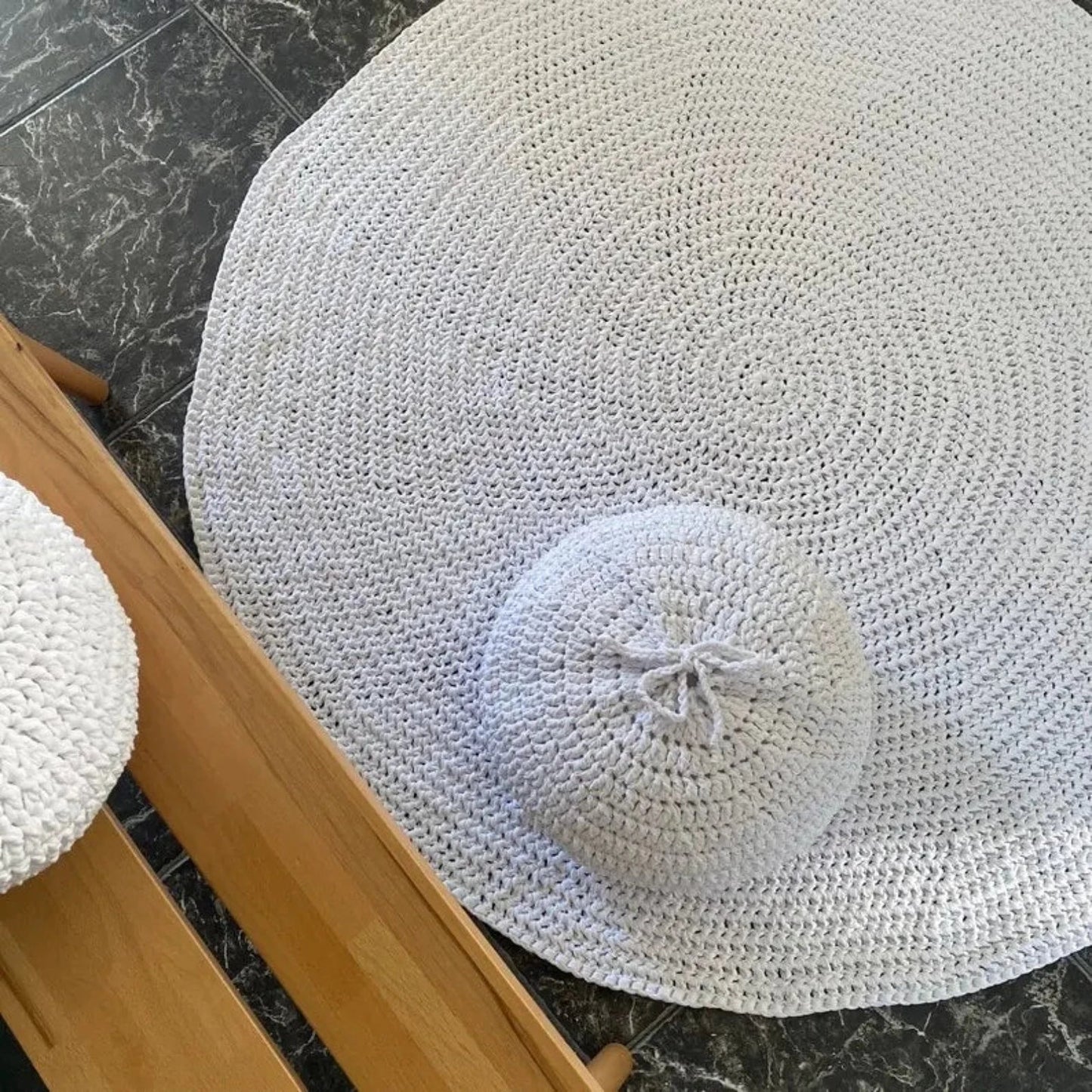 Round Crochet Rug | White - Looping Home
