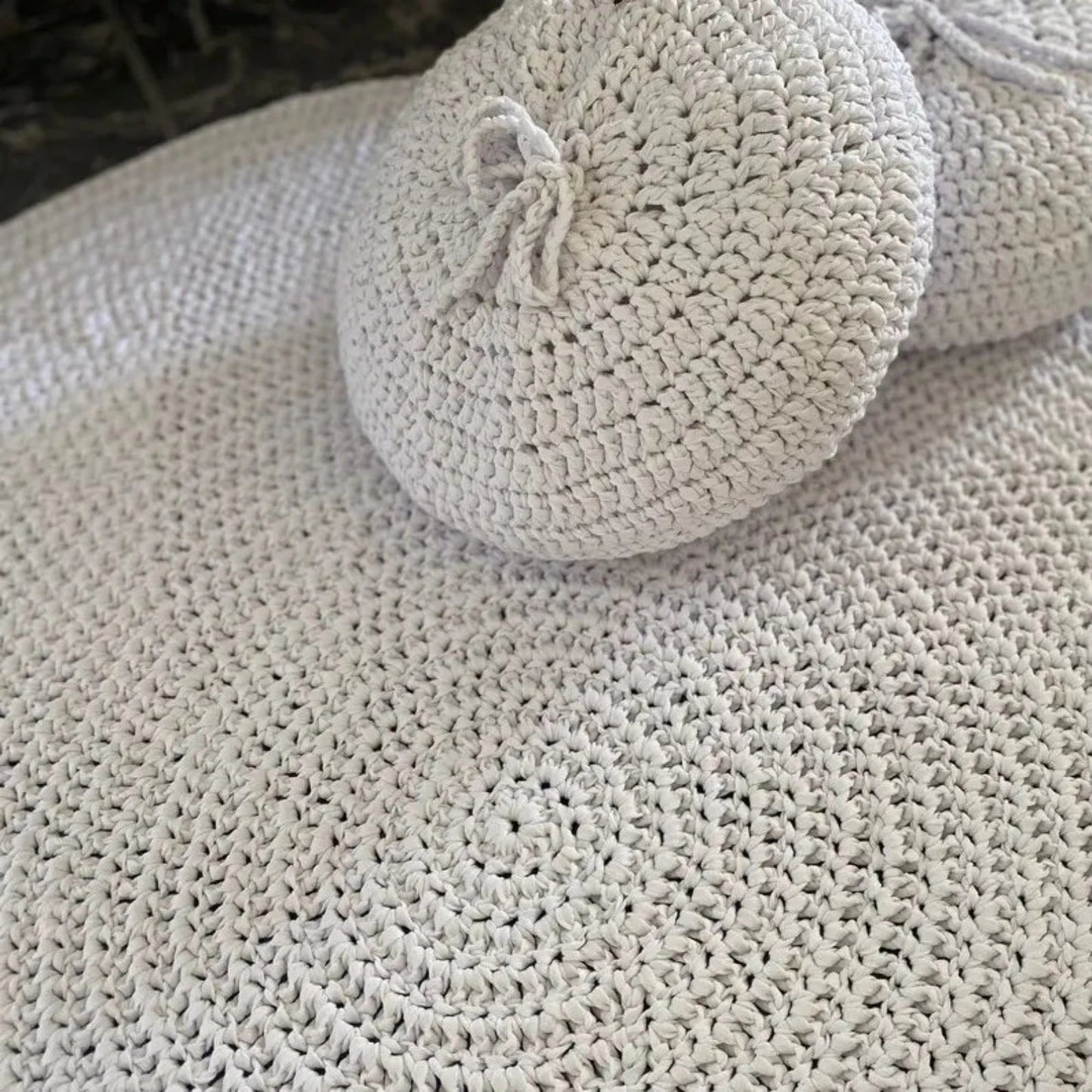 Round Crochet Rug | White - Looping Home