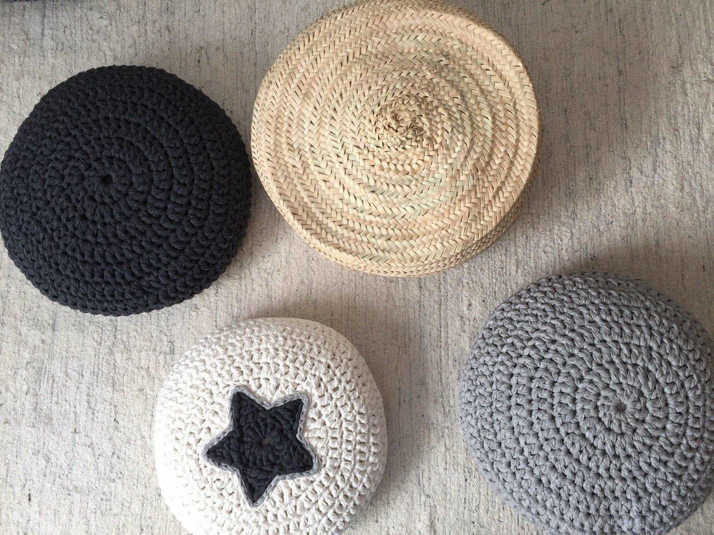 Round Floor Poufs - Modern Seating Pillows - Looping Home