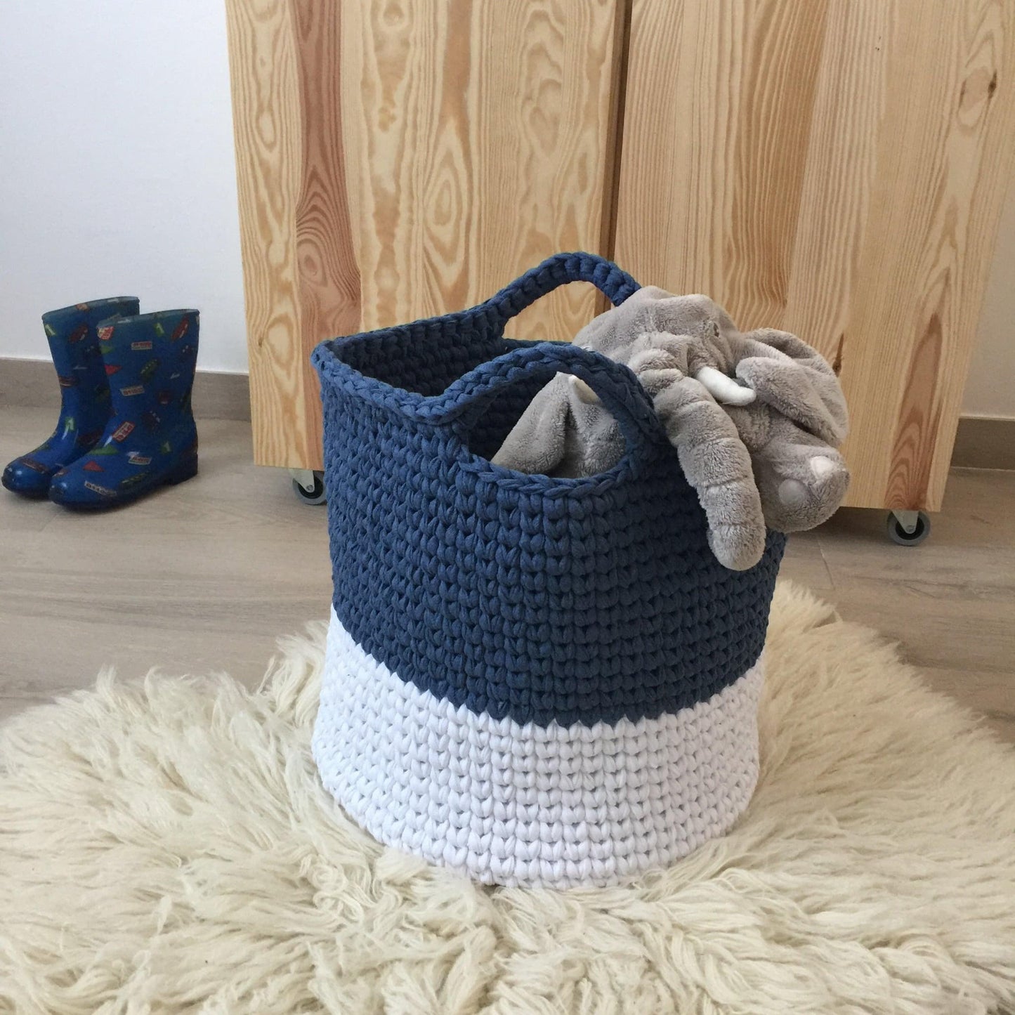 Round Storage Baskets, Modern Two Colors Baskets - Looping Home