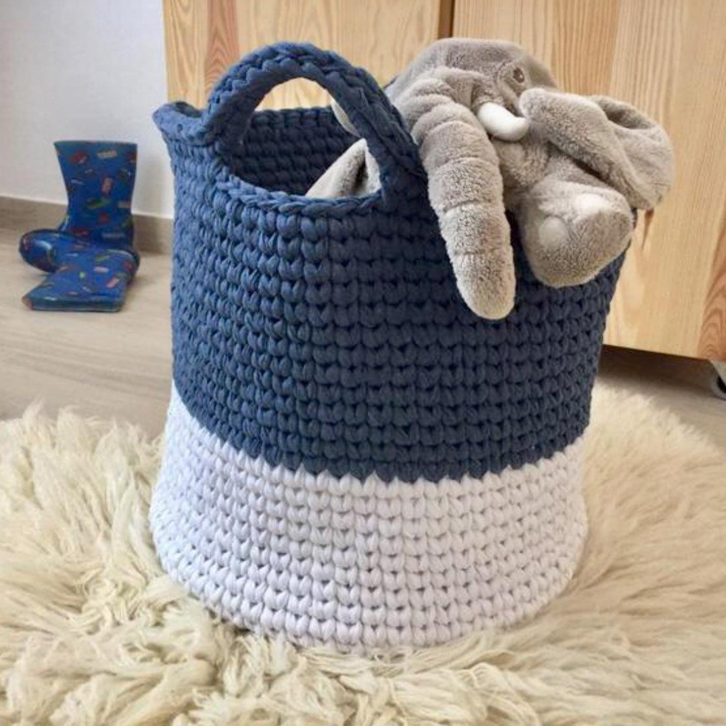 Round Storage Baskets, Modern Two Colors Baskets - Looping Home