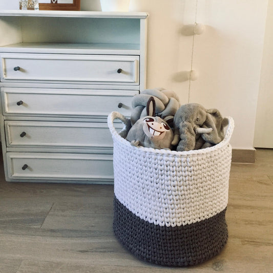 Round Storage Baskets, Modern Two Colors Baskets - Looping Home