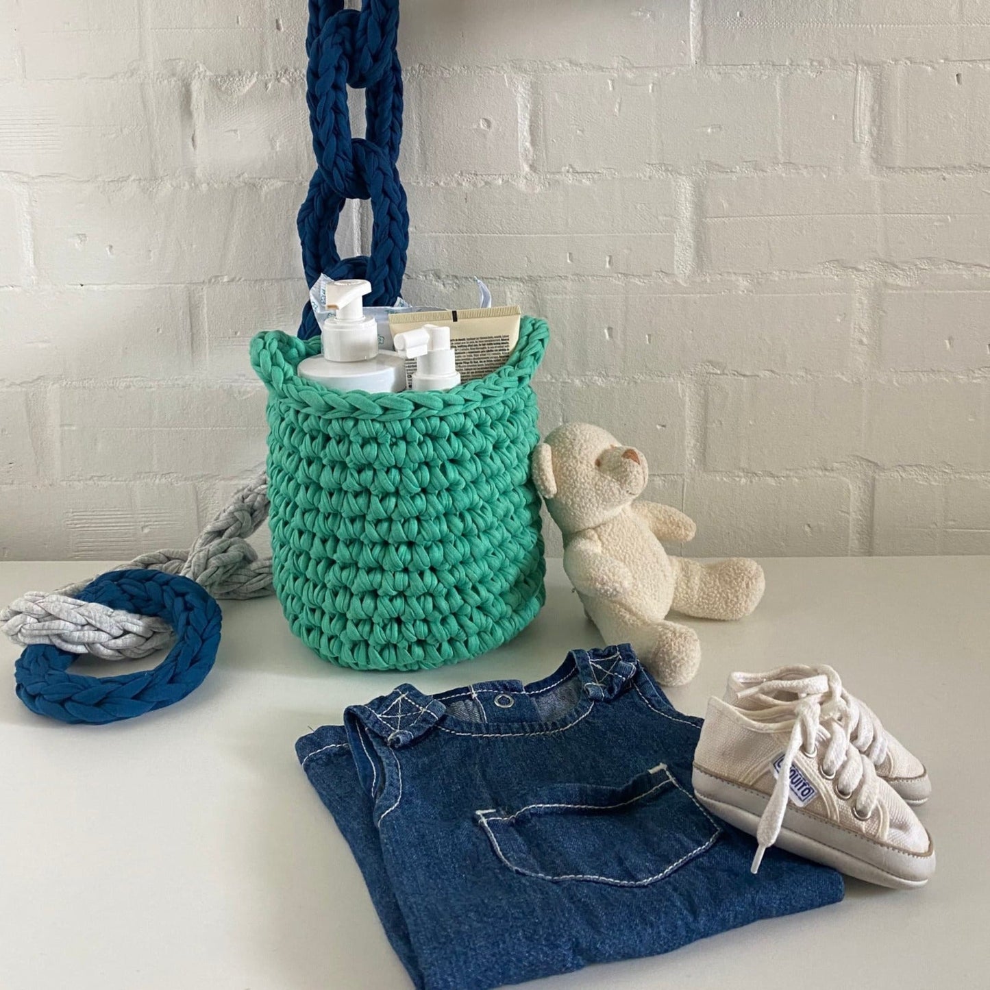 Small Decorative Baskets - Green Storage Bag - Looping Home