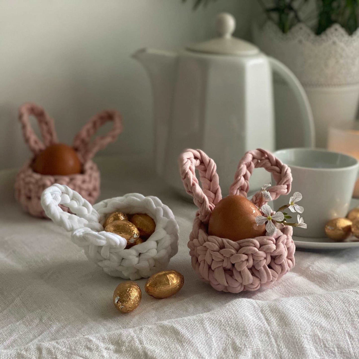 White Easter Bunny Egg Cups - Looping Home