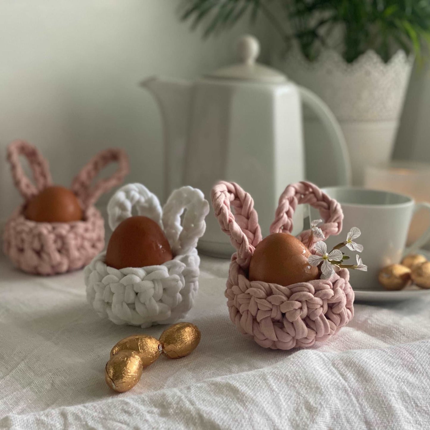 White Easter Bunny Egg Cups - Looping Home