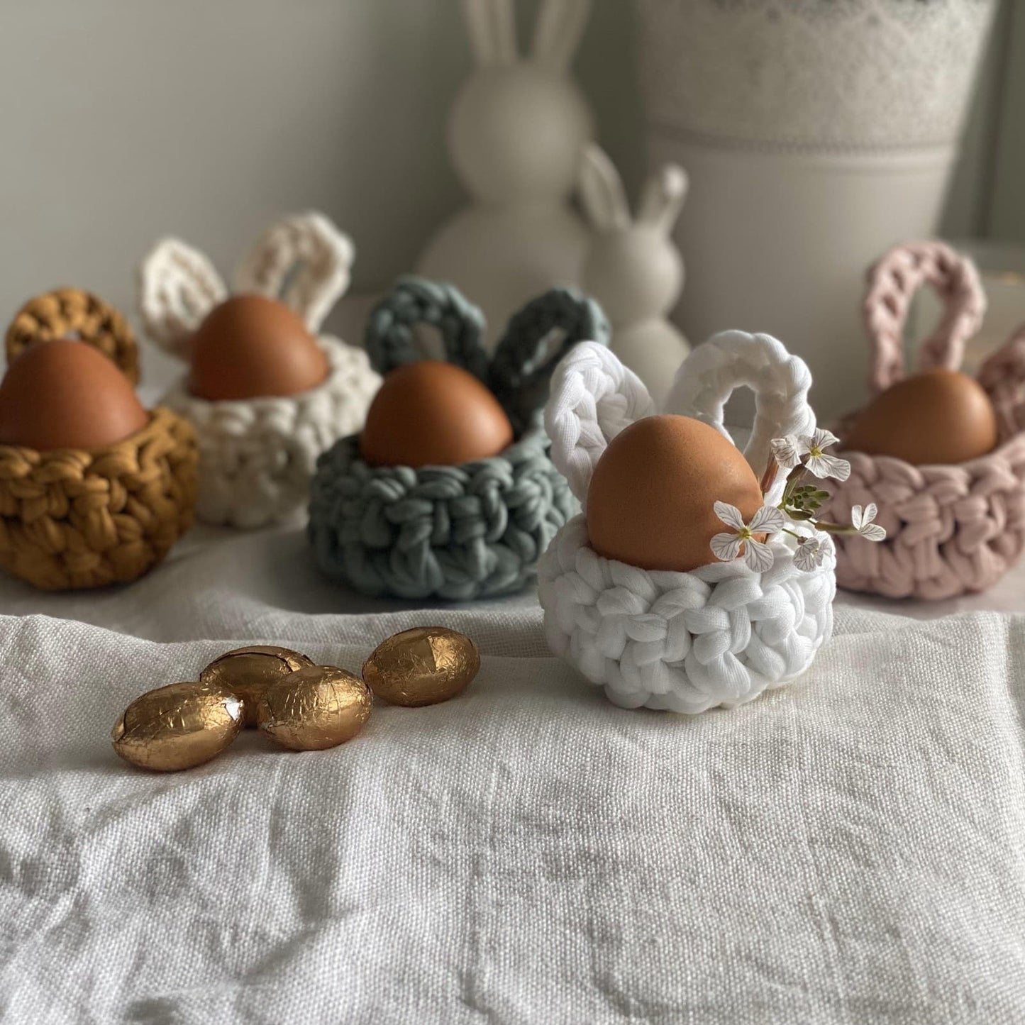 White Easter Bunny Egg Cups - Looping Home