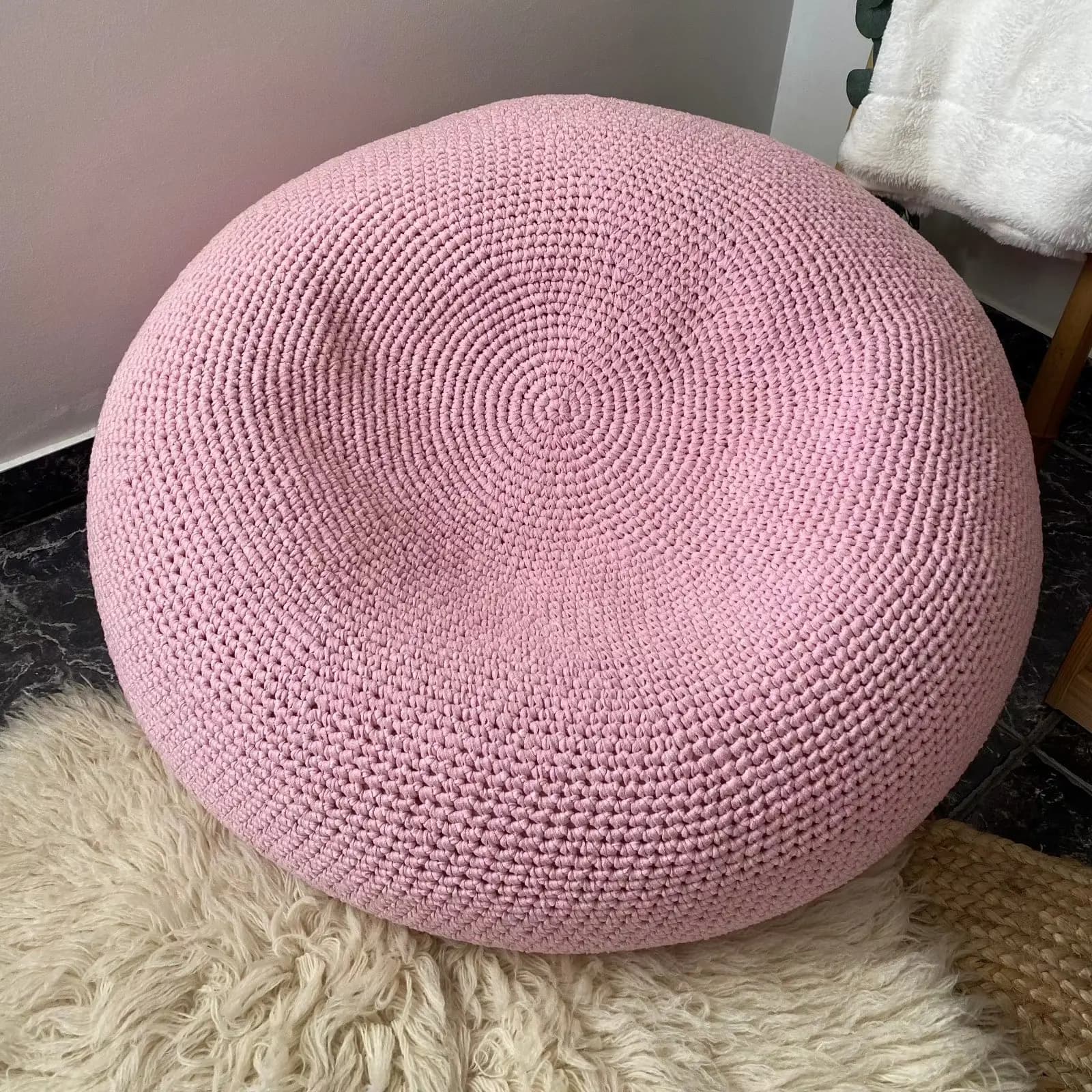 Extra Large Round Bean Bag Chair | Light Pink - Looping Home