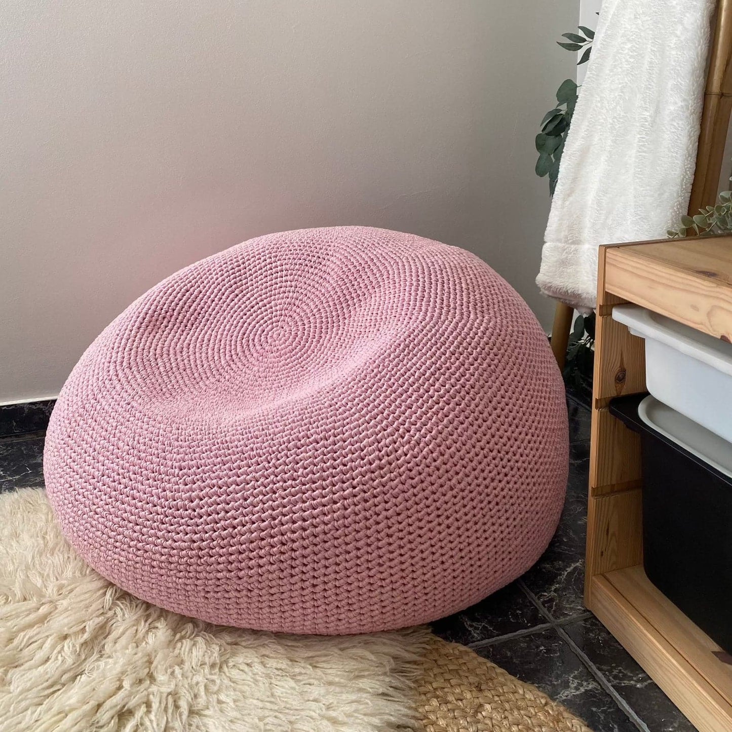 Extra Large Round Bean Bag Chair | Light Pink - Looping Home