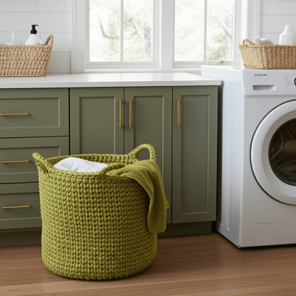 Knitted Round Basket, Modern Hampers - Looping Home