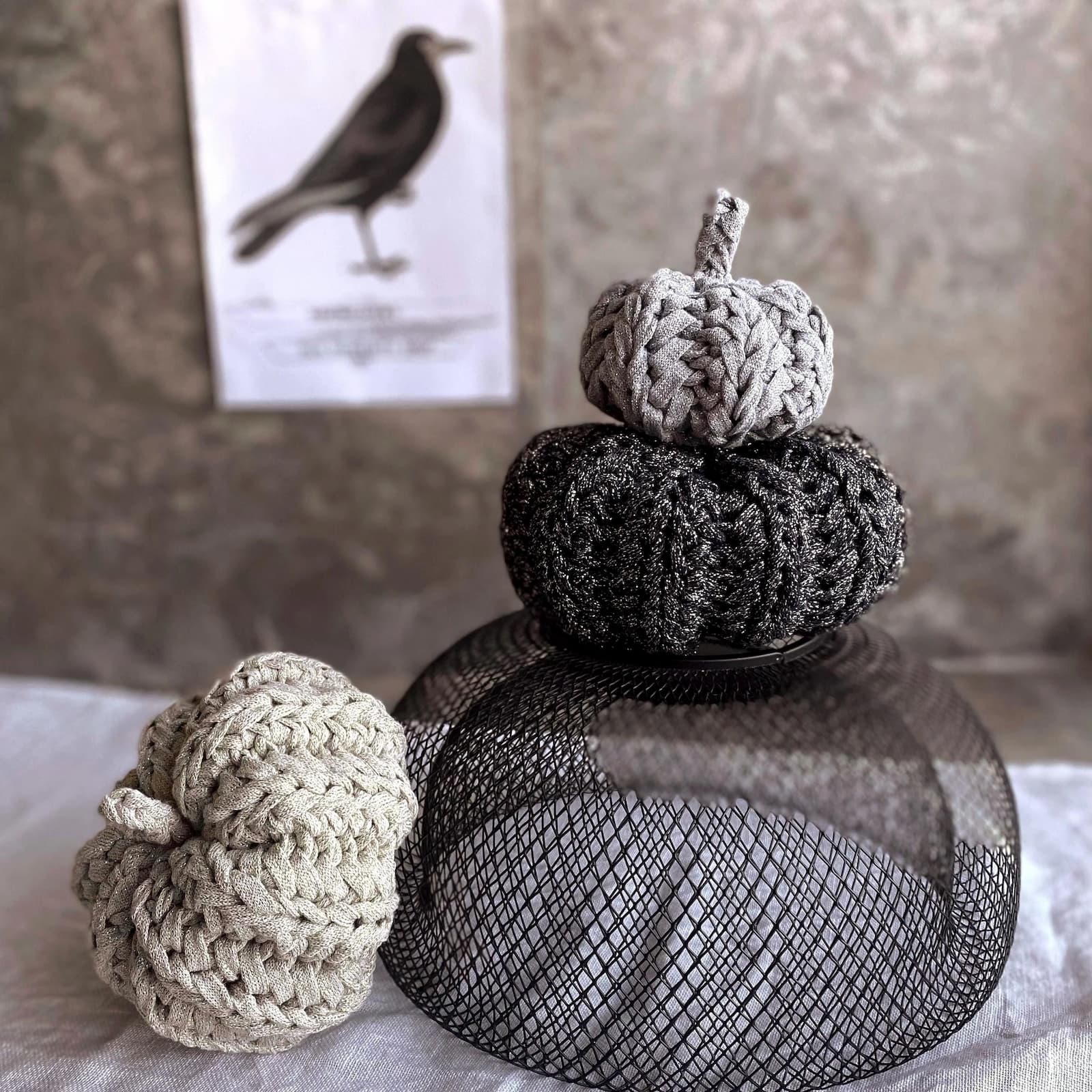 Knitted Sparkling Pumpkins - Thanksgiving Decor - Looping Home