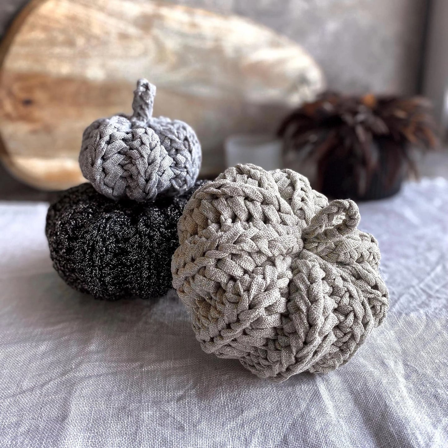 Knitted Sparkling Pumpkins - Thanksgiving Decor - Looping Home