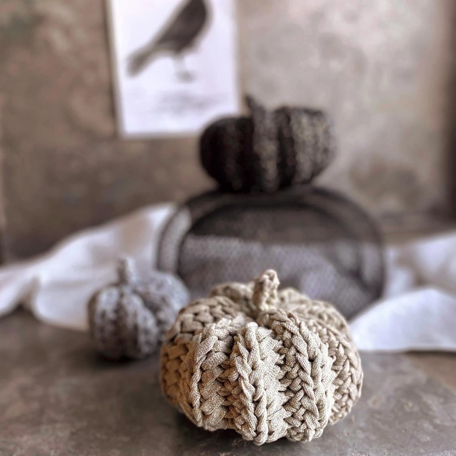 Knitted Sparkling Pumpkins - Thanksgiving Decor - Looping Home