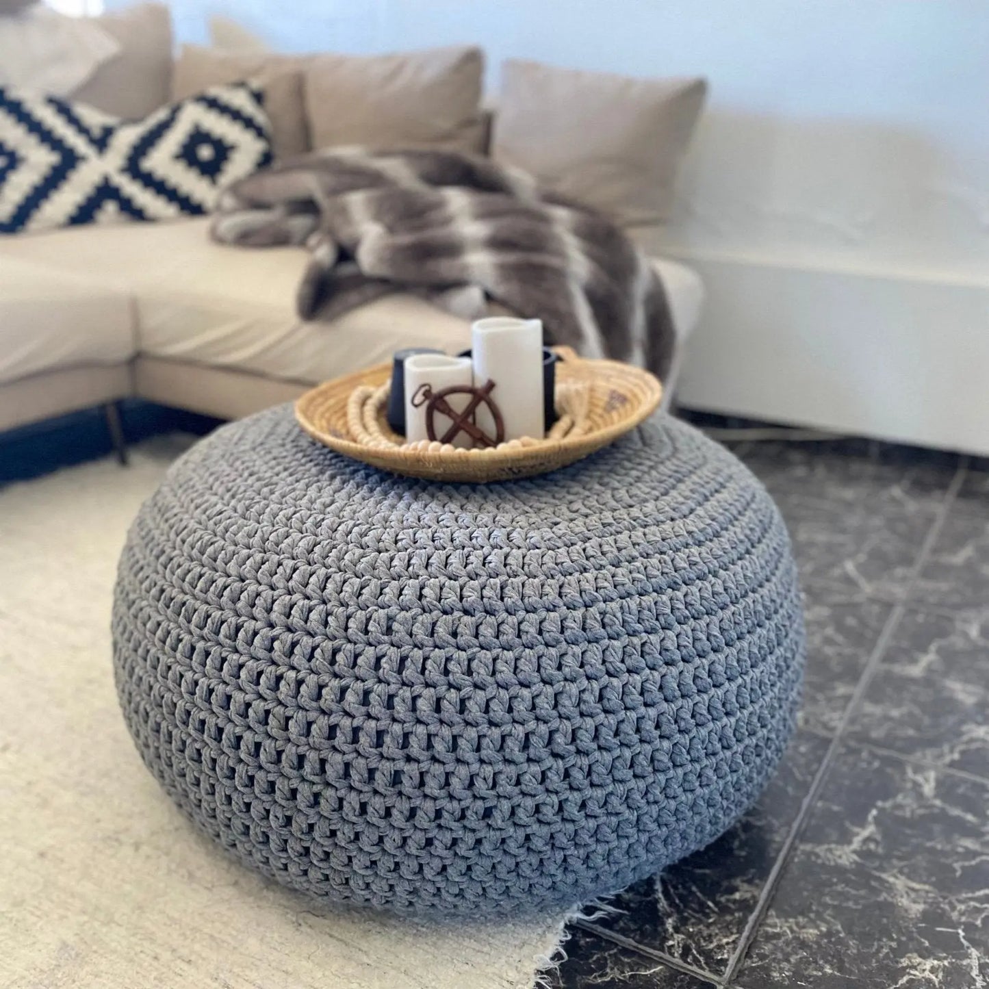 Round Ottoman Pouf Covers | More colors