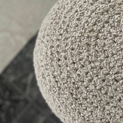 Ivory Bouclé Ottoman Pouf - Round Footstool Pouffe