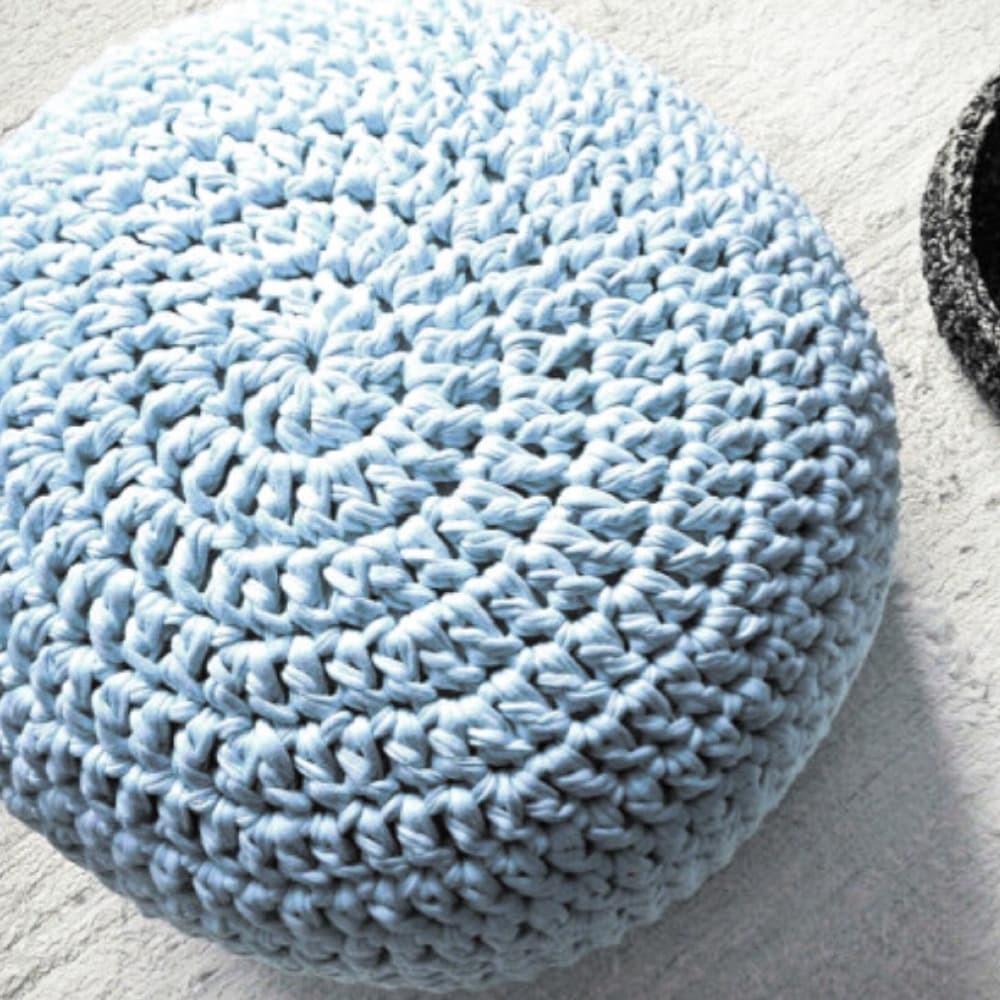 Baby Blue Ottoman Pouffe - Looping Home