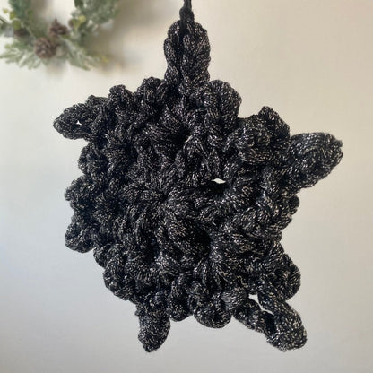 Black Sparkly Snowflake Christmas Ornament Set - Looping Home