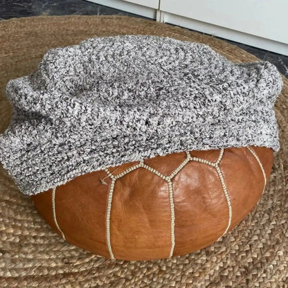 Boucle Ottoman Slipcovers, Round Pouf Stool Cover - Looping Home