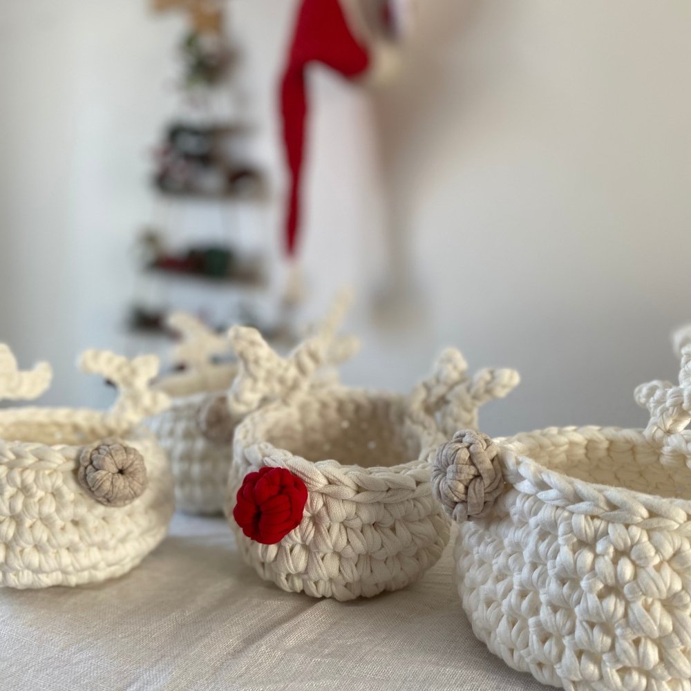 Crochet Basket Rudolph Reindeer - Looping Home