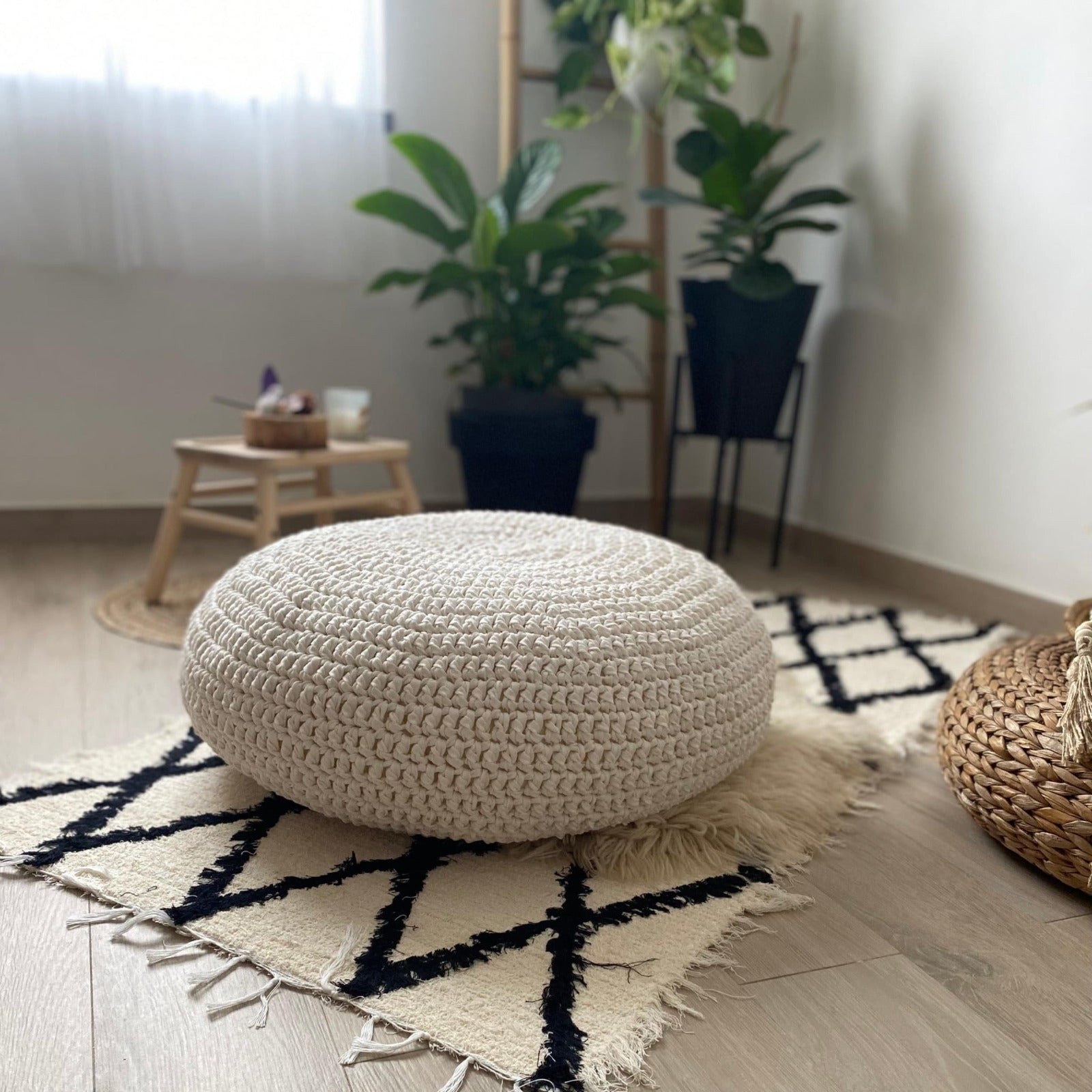 Crochet Floor Pillow Seats Modern Seating Poufs Looping Home