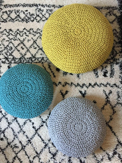 Crochet Flat Floor Pillows - Modern Seating Pads - Looping Home
