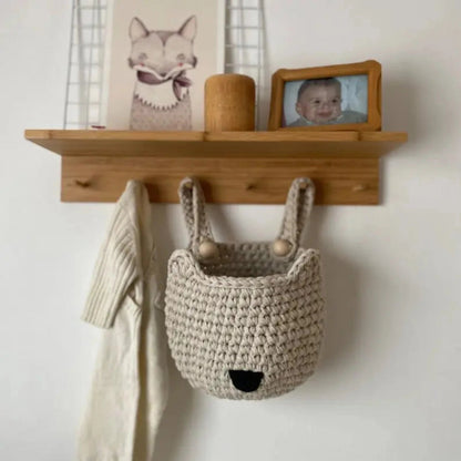 Crochet Fox Baskets | Light Beige Crib Storage - Looping Home