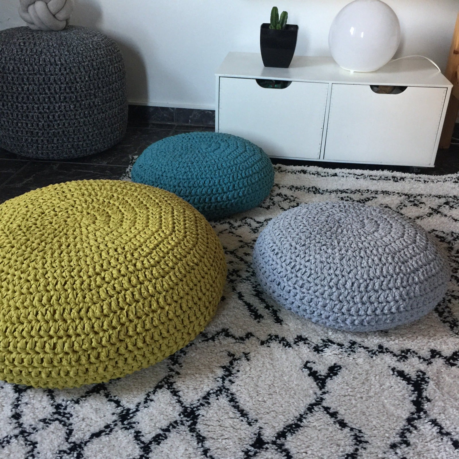 Crochet Floor Pillow Seats  Modern Seating Poufs – Looping Home