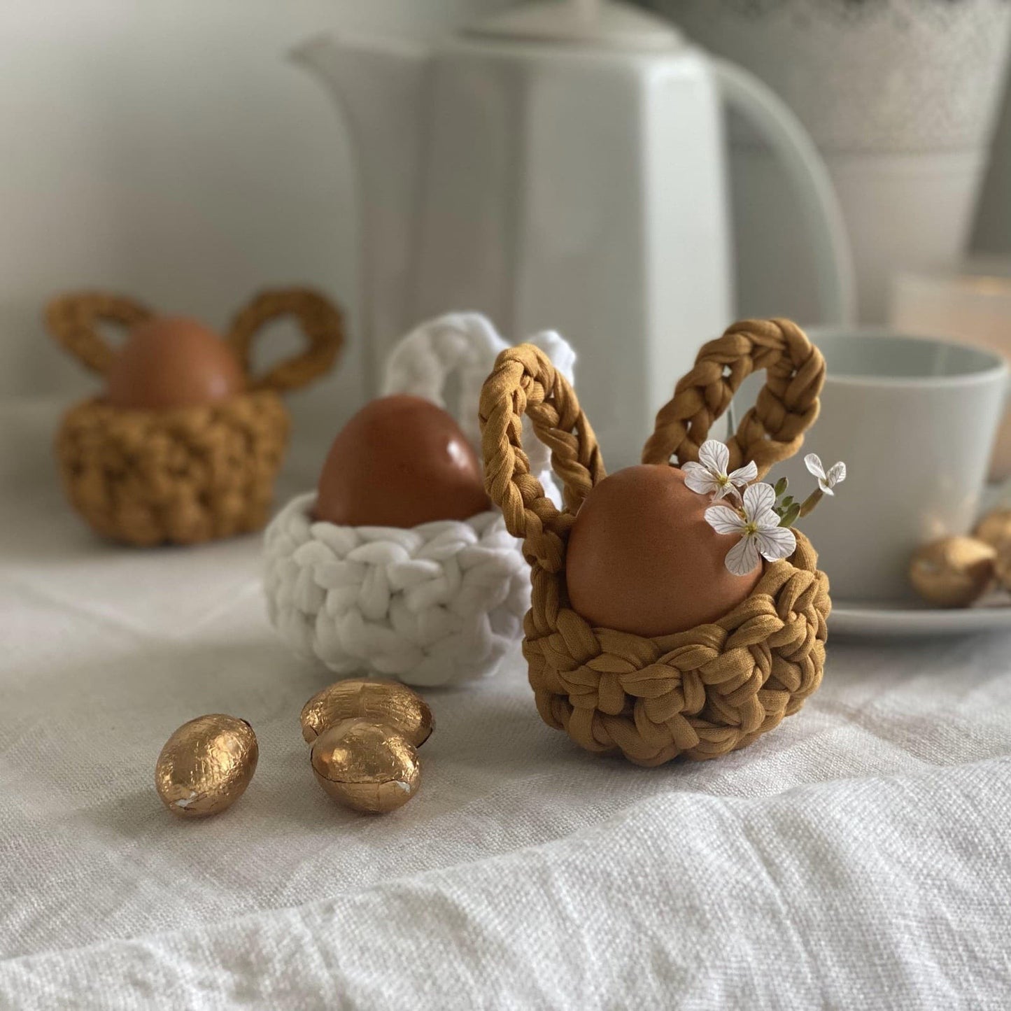 Gold Mustard Easter Bunny Egg Cups - Looping Home