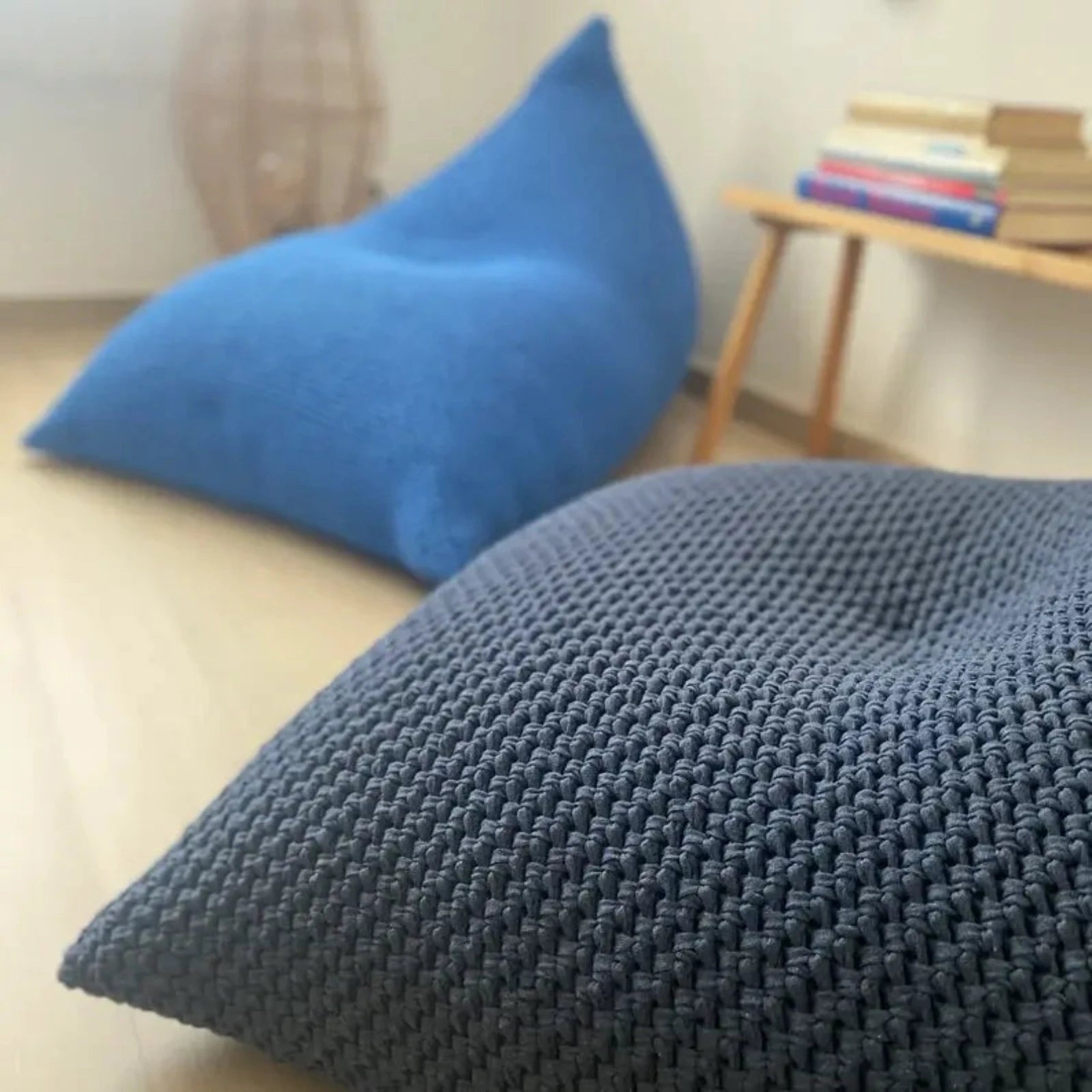 Knitted Bean Bag Chair | Navy Blue - Looping Home