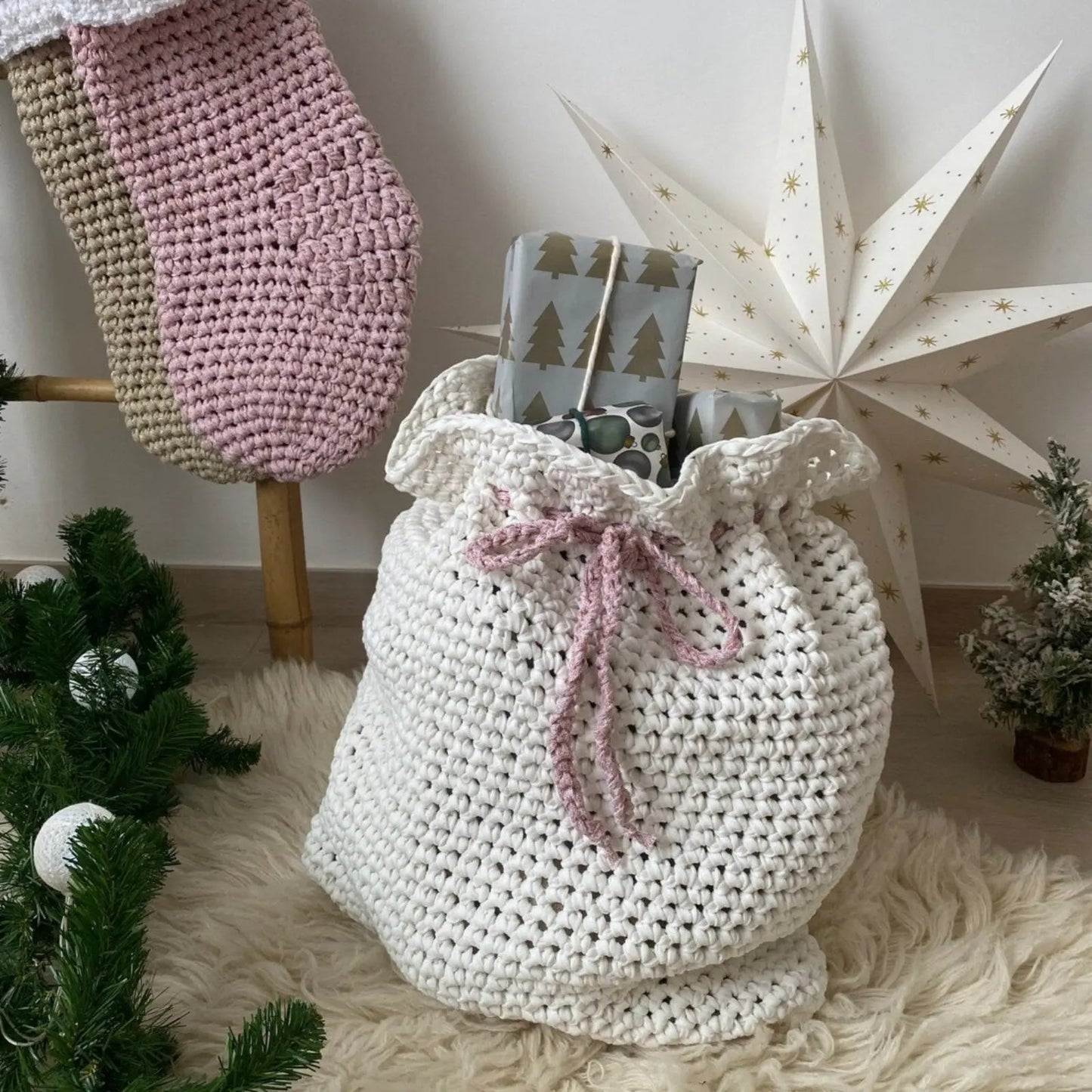 Knitted Christmas Bag - Christmas Home Decor - Looping Home