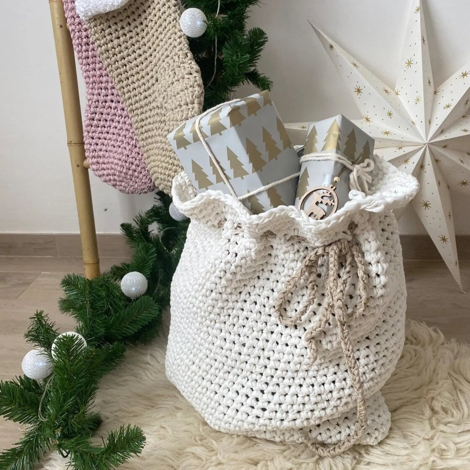 Knitted Christmas Bag - Christmas Home Decor – Looping Home