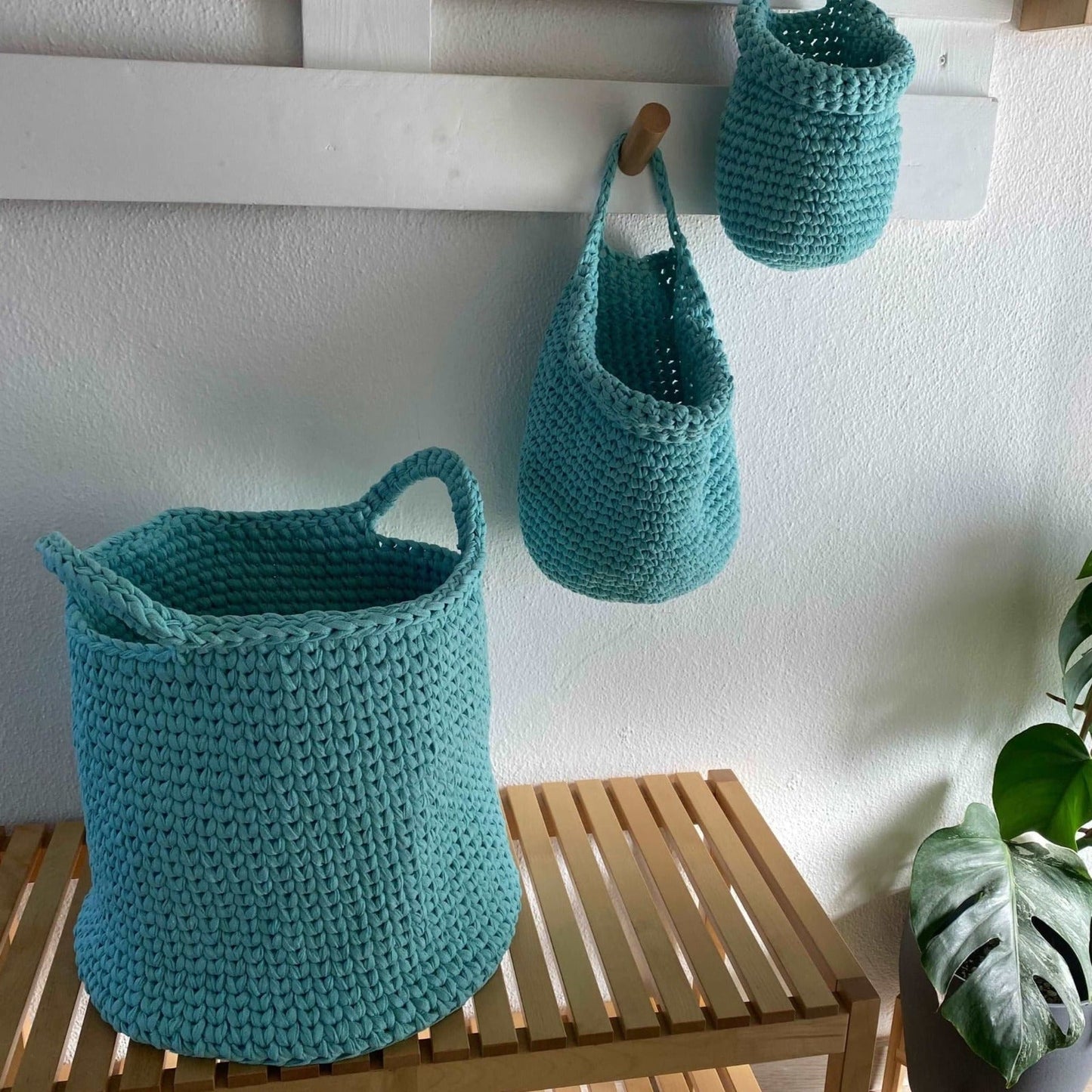 Knitted Round Basket, Modern Hampers - Looping Home