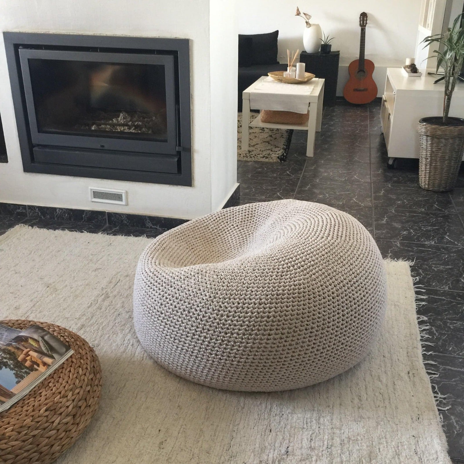 Knitted Round Bean Bag Chair - More Colors Available - Looping Home