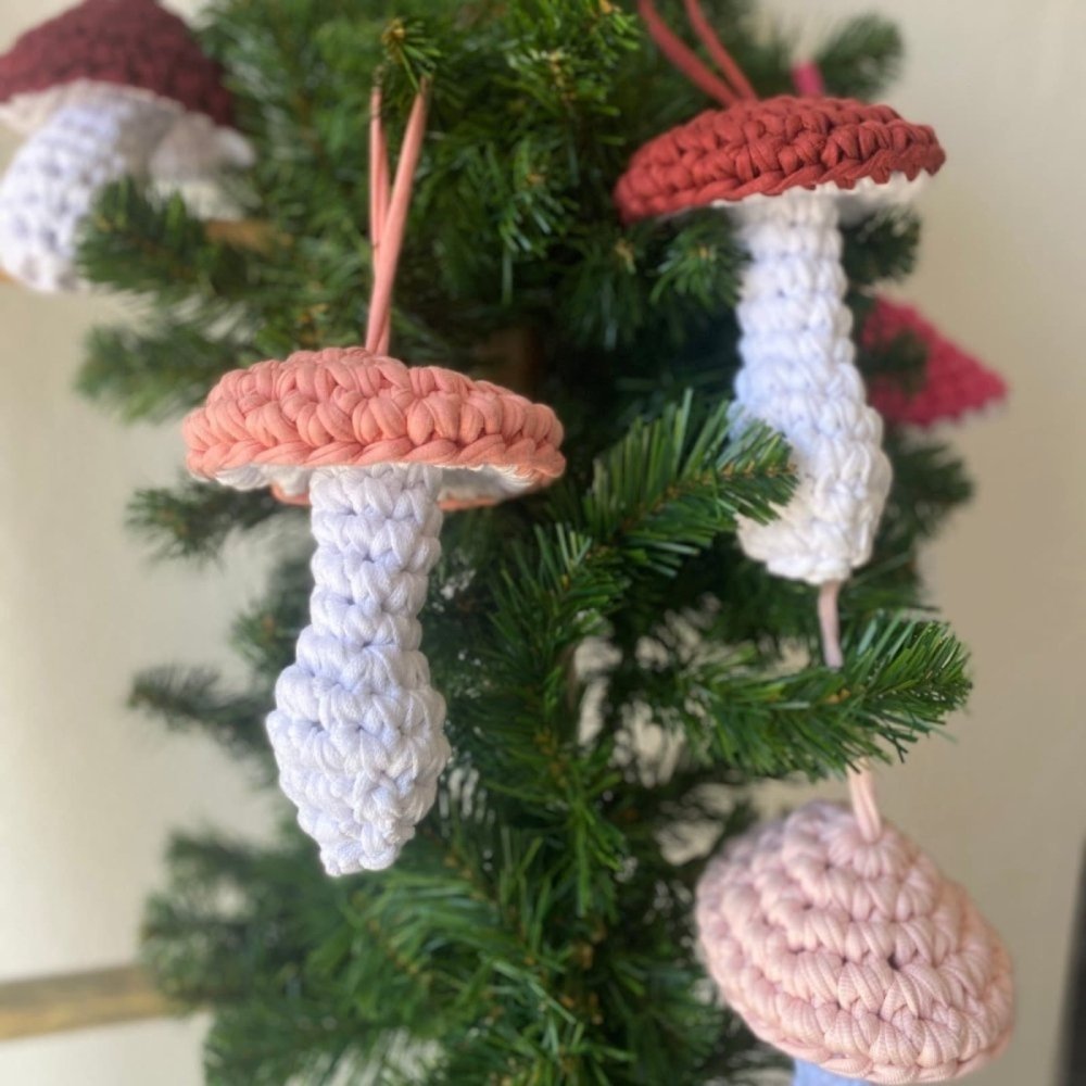 Large Mushroom Ornaments Set, Toadstool Pendants - Looping Home