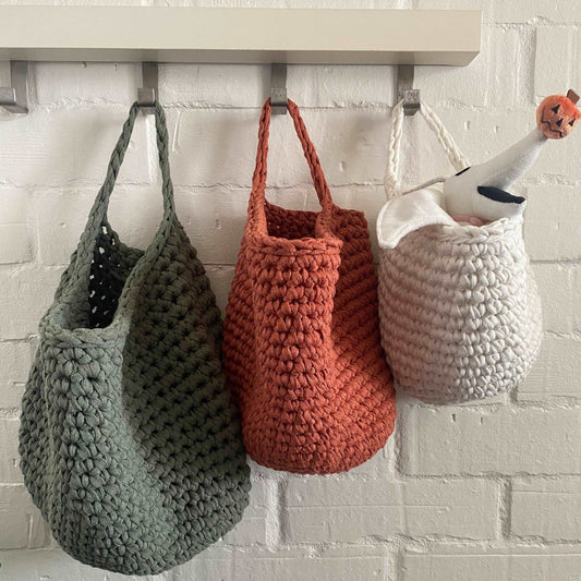Modern Crochet Hanging Storage Baskets - Looping Home