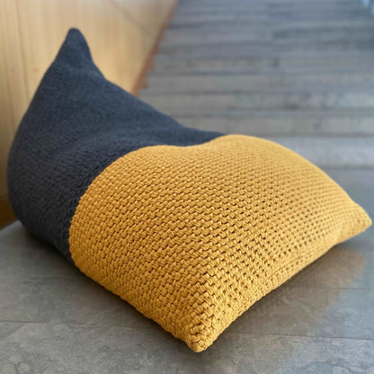 Modern Knitted Bean Bag Lounge Chair - Floor Seating Pouffe - Looping Home