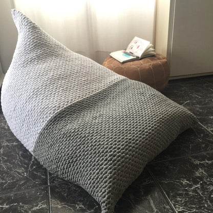 Neutral Knitted Bean Bag Chair, Floor Pillow Lounger - Looping Home