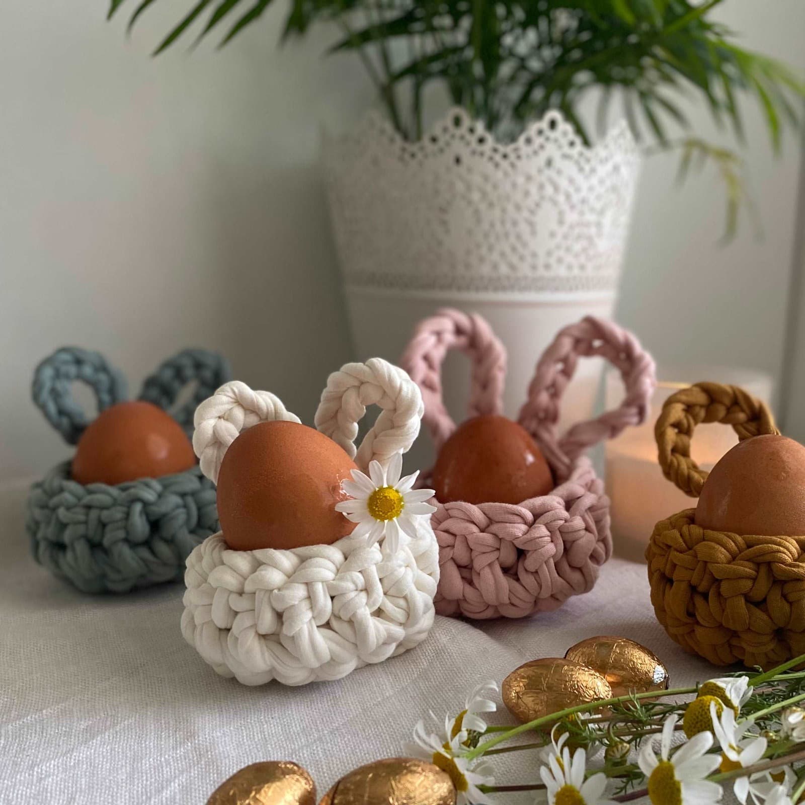 Pearl White Easter Bunny Egg Cups - Looping Home