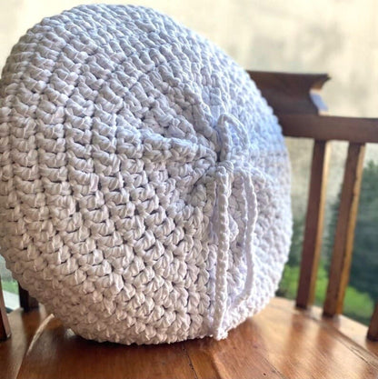 Round Crochet Pillowcase | Stone Gray - Looping Home