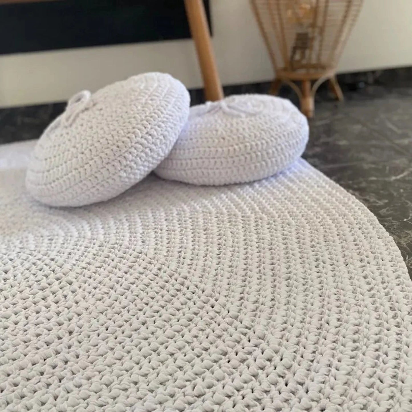 Round Crochet Rug | White - Looping Home
