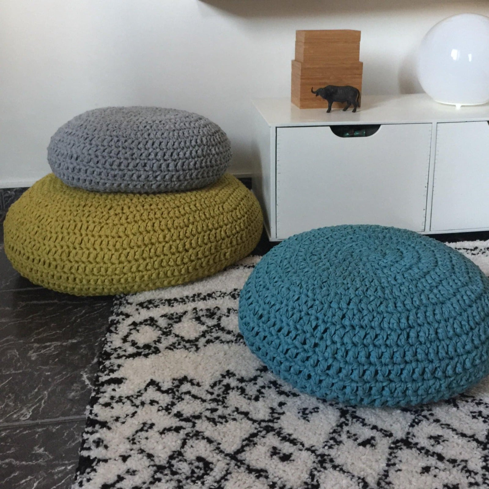 Soft Cotton Crochet Floor Cushion - Kids Room Decor - Looping Home