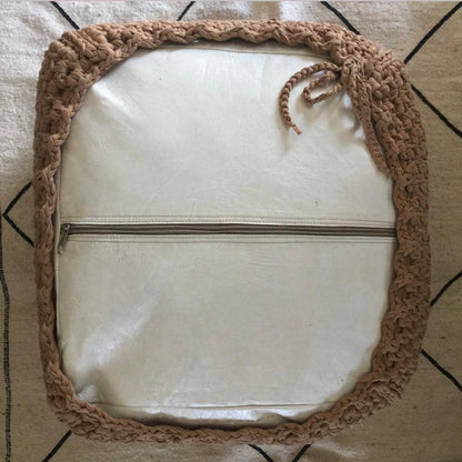 Square Ottoman SlipCover, Custom Crochet Pouffe Stool Cover - Looping Home
