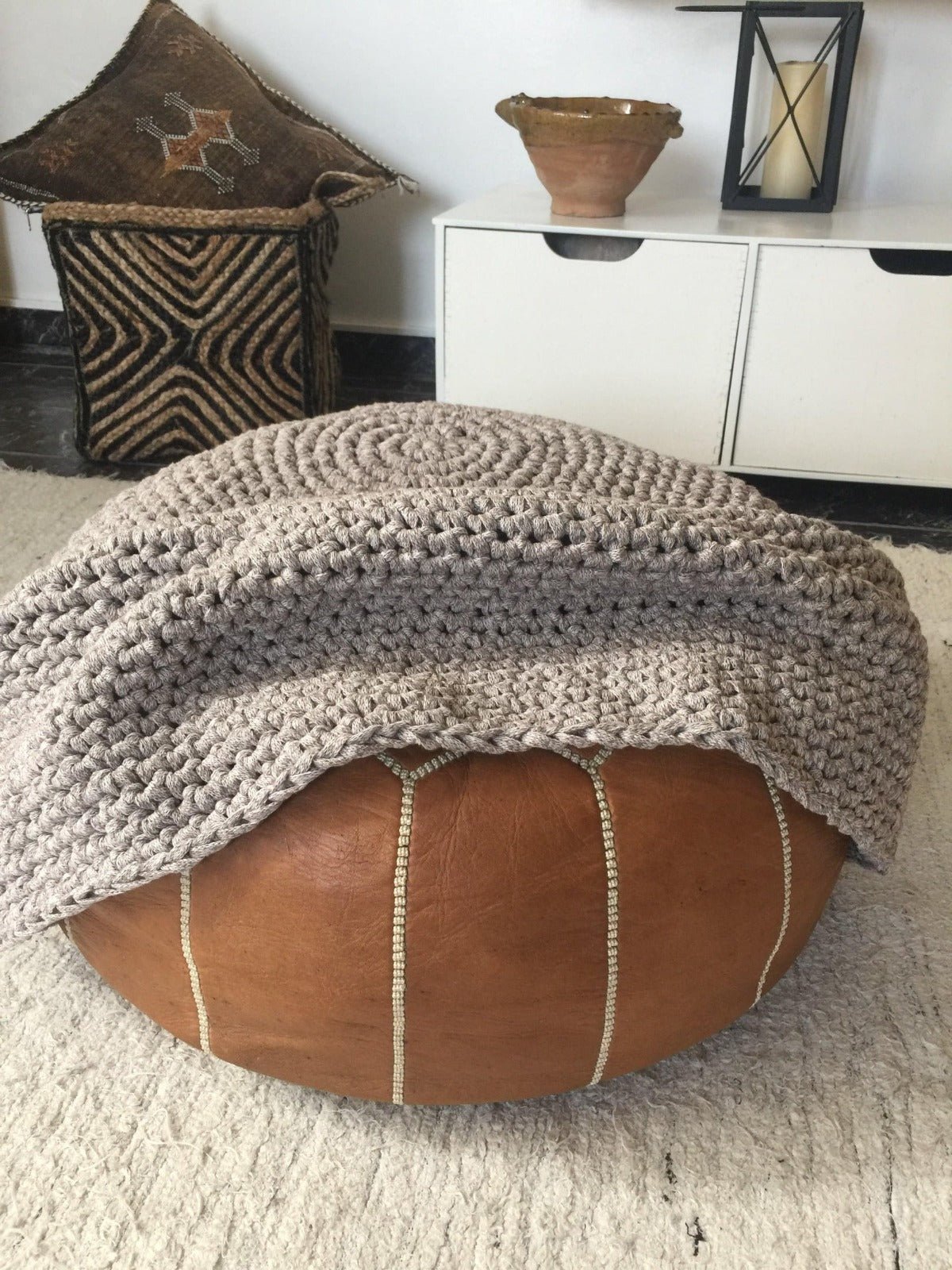 Sturdy Pouf Slipcover, Custom Made Pouf Cover - Looping Home
