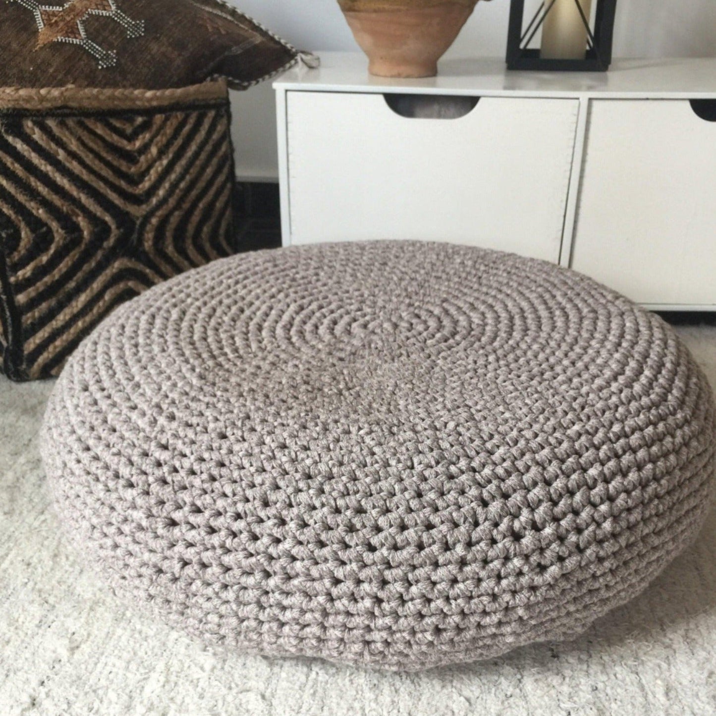 Sturdy Pouf Slipcover, Custom Made Pouf Cover - Looping Home