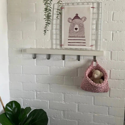 Wall Hanging Baskets | Pastel Pink Knitted Pocket - Looping Home